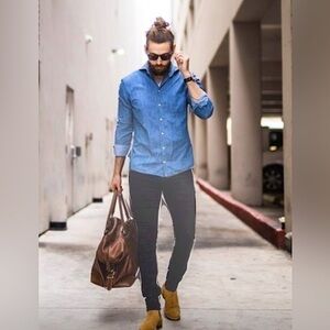 J Crew Albiate 1830 Ludlow Slim Fit Spread Collar Shirt In Italian Chambray SML